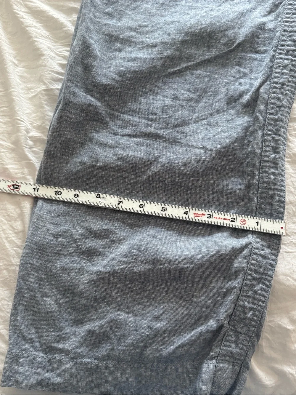 Athleta Cabo Linen Wide Leg Pants Chambray Blue Size 6L